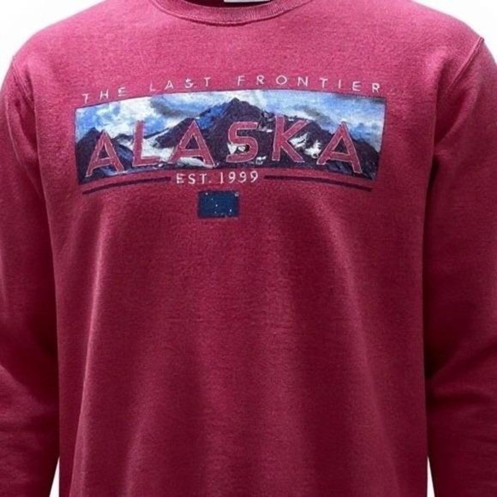 Vintage 90s Alaska The Last Frontier Sweatshirt Red Jerzees NuBlend‎ Large